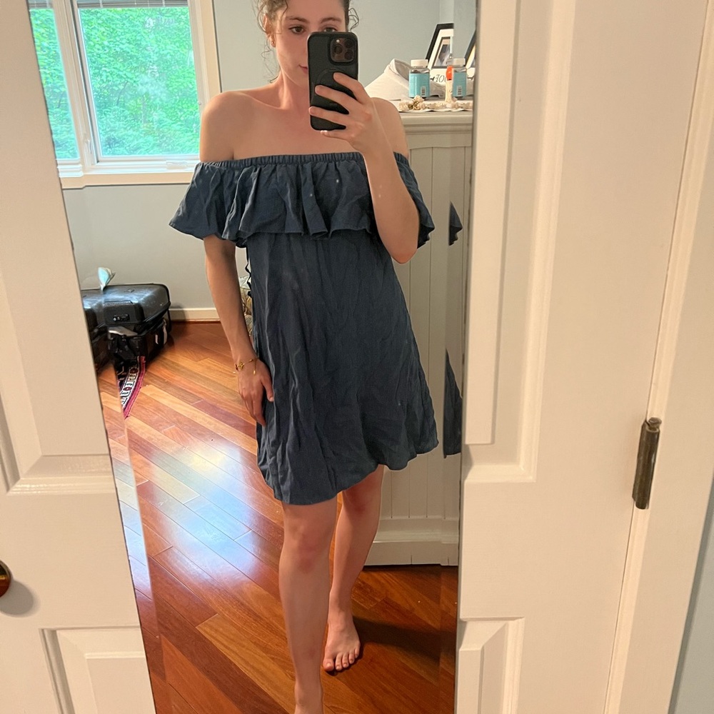 Madwell chambray off shoulder dress medium